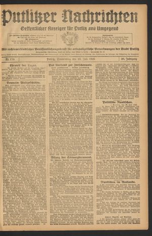 Putlitzer Nachrichten vom 23.07.1925