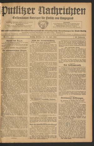 Putlitzer Nachrichten vom 24.07.1925