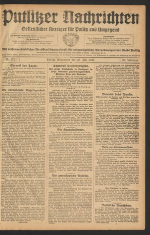 Putlitzer Nachrichten vom 25.07.1925