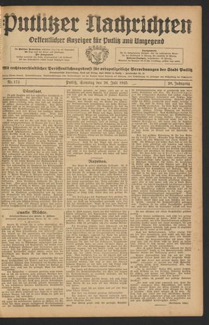 Putlitzer Nachrichten vom 26.07.1925