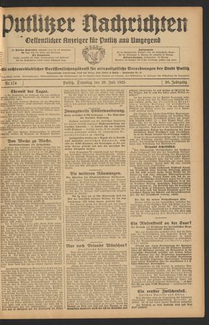 Putlitzer Nachrichten vom 28.07.1925