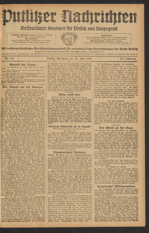 Putlitzer Nachrichten vom 29.07.1925