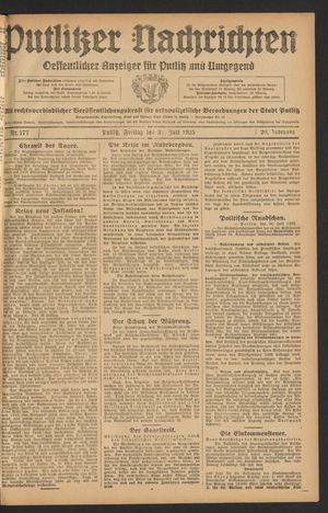 Putlitzer Nachrichten vom 31.07.1925