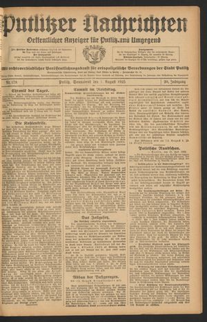 Putlitzer Nachrichten vom 01.08.1925