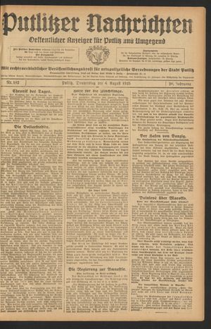 Putlitzer Nachrichten vom 06.08.1925