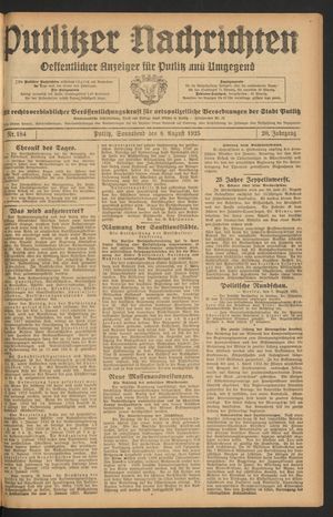 Putlitzer Nachrichten vom 08.08.1925