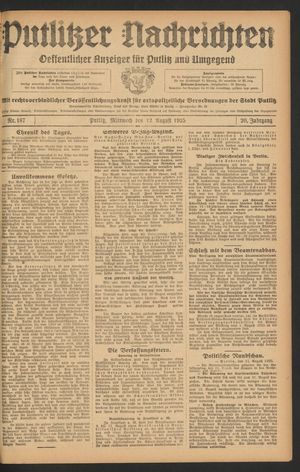 Putlitzer Nachrichten vom 12.08.1925