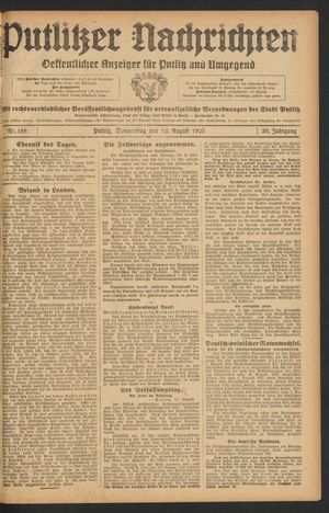 Putlitzer Nachrichten vom 13.08.1925