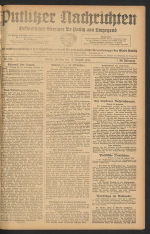Putlitzer Nachrichten vom 14.08.1925