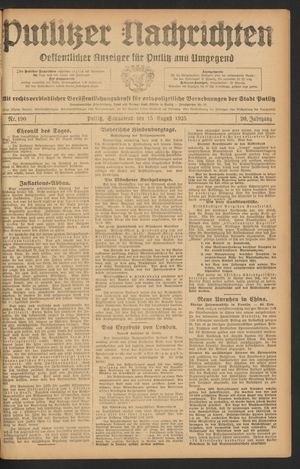 Putlitzer Nachrichten vom 15.08.1925
