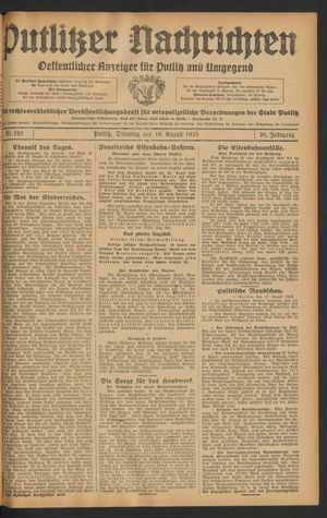 Putlitzer Nachrichten vom 18.08.1925