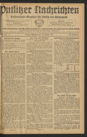 Putlitzer Nachrichten on Aug 19, 1925