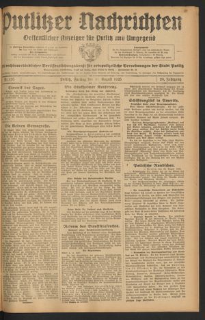 Putlitzer Nachrichten vom 21.08.1925