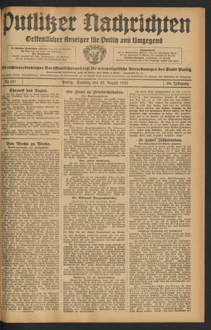 Putlitzer Nachrichten on Aug 23, 1925