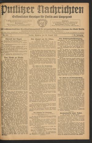 Putlitzer Nachrichten vom 30.08.1925
