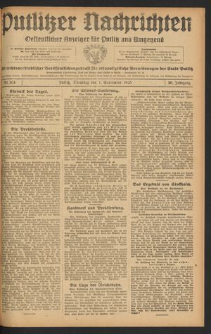 Putlitzer Nachrichten vom 01.09.1925