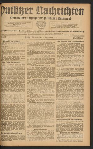 Putlitzer Nachrichten vom 02.09.1925