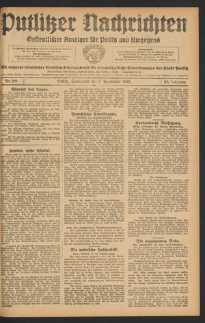 Putlitzer Nachrichten vom 05.09.1925