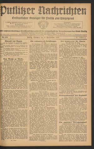 Putlitzer Nachrichten vom 06.09.1925