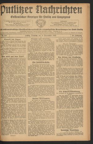 Putlitzer Nachrichten vom 08.09.1925