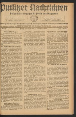 Putlitzer Nachrichten vom 12.09.1925