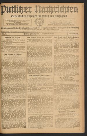 Putlitzer Nachrichten vom 13.09.1925