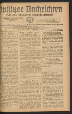 Putlitzer Nachrichten vom 18.09.1925