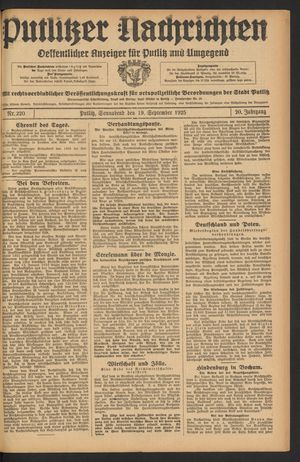 Putlitzer Nachrichten vom 19.09.1925