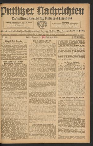 Putlitzer Nachrichten vom 20.09.1925
