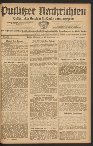 Putlitzer Nachrichten vom 23.09.1925
