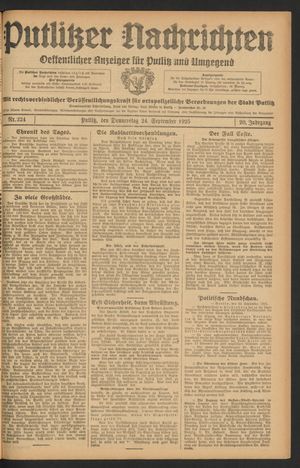Putlitzer Nachrichten on Sep 24, 1925
