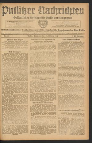 Putlitzer Nachrichten vom 10.10.1925