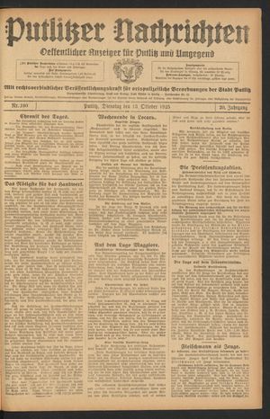 Putlitzer Nachrichten vom 13.10.1925