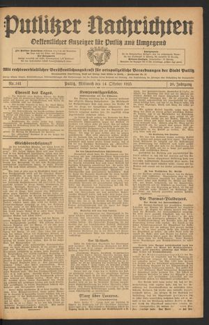 Putlitzer Nachrichten vom 14.10.1925