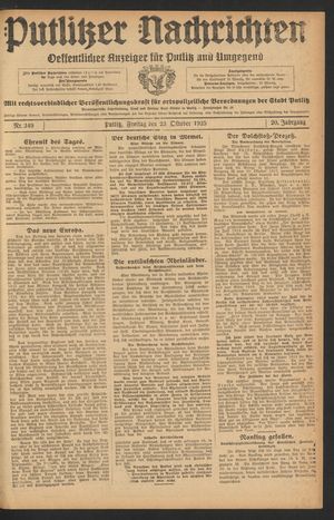 Putlitzer Nachrichten vom 23.10.1925