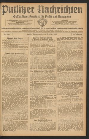 Putlitzer Nachrichten vom 24.10.1925