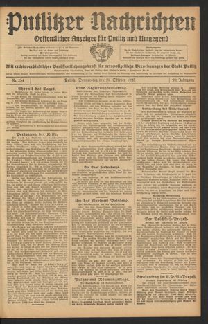 Putlitzer Nachrichten vom 29.10.1925
