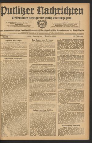 Putlitzer Nachrichten vom 01.11.1925