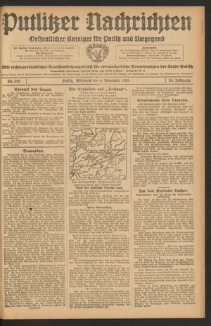 Putlitzer Nachrichten vom 04.11.1925