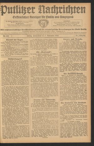 Putlitzer Nachrichten vom 07.11.1925