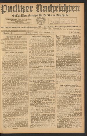Putlitzer Nachrichten vom 08.11.1925