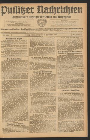 Putlitzer Nachrichten vom 12.11.1925