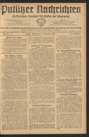 Putlitzer Nachrichten vom 15.11.1925