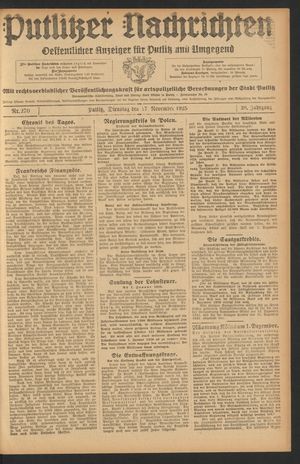 Putlitzer Nachrichten vom 17.11.1925