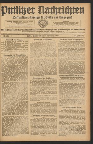 Putlitzer Nachrichten vom 28.11.1925