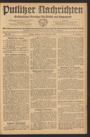 Putlitzer Nachrichten vom 04.12.1925