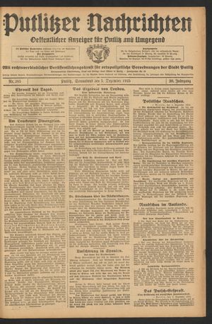 Putlitzer Nachrichten vom 05.12.1925