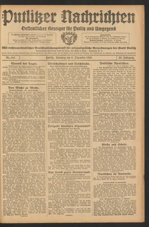 Putlitzer Nachrichten vom 06.12.1925