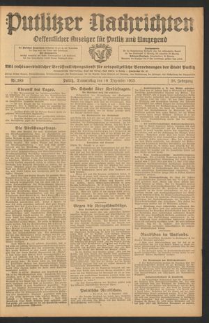 Putlitzer Nachrichten on Dec 10, 1925