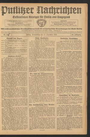 Putlitzer Nachrichten vom 17.12.1925
